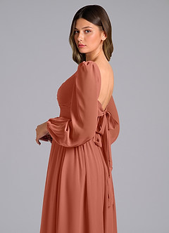 Azazie Teri Bridesmaid Dresses Clay A-Line Long Sleeve Chiffon Dress image6