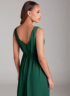 Azazie Tanicia Bridesmaid Dresses Emerald A-Line Pleated Chiffon Dress image6
