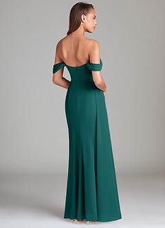 Azazie Amyra Bridesmaid Dresses Peacock Sheath Off the Shoulder Chiffon Convertible Dress image5