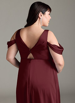 Azazie Rhea Zwangerschaps Bruidsmeisjekleding A-Lijn Off The Shoulder Geplooid Stretch Satijn Vloerlengte Jurk image13