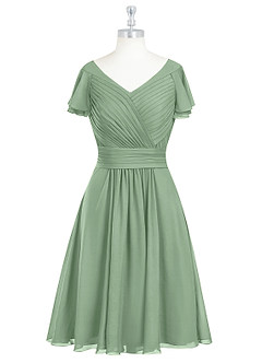 Azazie Hadley Final Sale A-Line Pleated Chiffon Knee-Length Dress image8