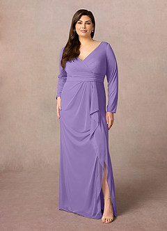 Azazie Risa Mother of the Bride Dresses Tahiti Mermaid V-Neck Pleated Mesh Dress image6
