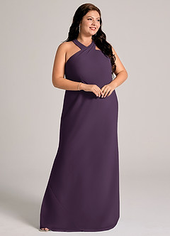 Azazie Doretta Bridesmaid Dresses Plum Mermaid Pleated Chiffon Dress image10