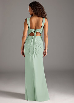 Azazie Jesaphine Bridesmaid Dresses Agave Sheath Bow Chiffon Dress image2