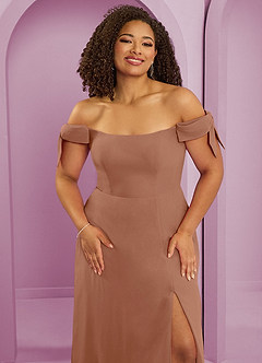 Barbie ♥ Azazie Bridesmaid Dresses Bronzer A-Line Off the Shoulder Chiffon Convertible Dress image11