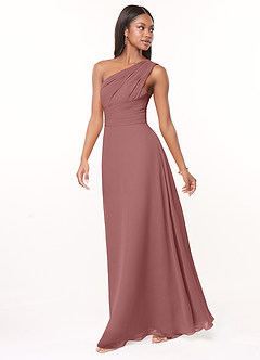 Azazie Ashley Bridesmaid Dresses Desert Rose A-Line Ruched Chiffon Dress image4