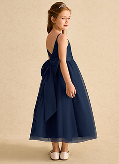 Azazie Patootie Flower Girl Dresses Dark Navy A-Line Spaghetti Strap Tulle Dress image2