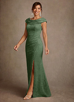 Azazie Irvine Mother of the Bride Dresses Eucalyptus A-Line Pleated Floral Burnout Dress image1