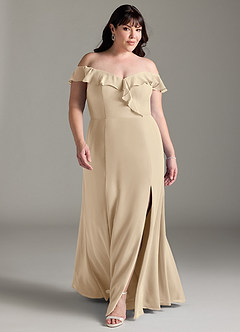 Azazie Sophie Jurken voor bruidsmeisjes Converteerbaar Jurk van Chiffon met A-Lijn Off the Shoulder Champagne image6