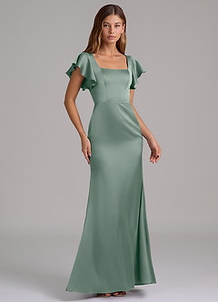 Azazie Elkie Vente finale Robe Sirène en Satin extensible Col Carré Emerald image4