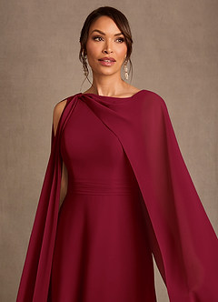 Azazie Liddie Mother of the Bride Dresses Burgundy A-Line Pleated Chiffon Dress image5