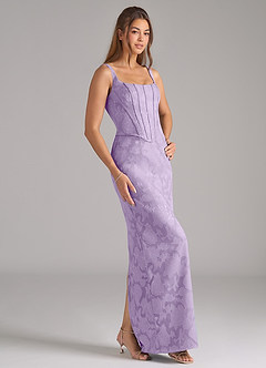 Azazie Kenna Brautjungfernkleider Etui Seitliche Cut-Outs Blumen-Burnout Kleid Flieder image4