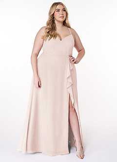 Azazie Naeem Bridesmaid Dresses Rose Petal A-Line V-Neck Ruffle Chiffon Dress image9