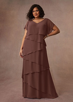 Azazie OHara Abiti per la Madre della Sposa Abito A-Line in Chiffon con Scollo a V Espresso image12