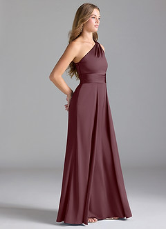 Azazie Dallas Bridesmaid Dresses Sangria A-Line One Shoulder Stretch Satin Dress image3