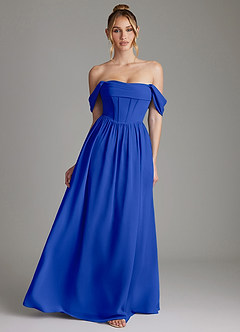Azazie Caterina Bridesmaid Dresses Royal Blue A-Line Corset Chiffon Dress image1