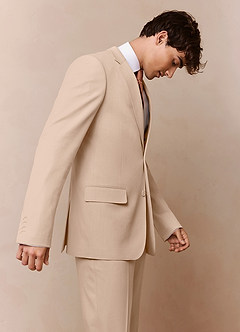 front Savile Tan Wool Blend Suit Jacket