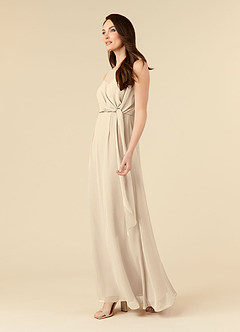 Azazie Marchioness Abiti per la Madre della Sposa Abito A-Line in Chiffon con Scollo a U a Pieghe Champagne image3