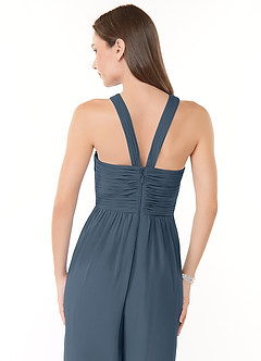 Azazie Berdie Robes de demoiselle d'honneur Combinaison en Mousseline de soie Dos nu Neptune image6