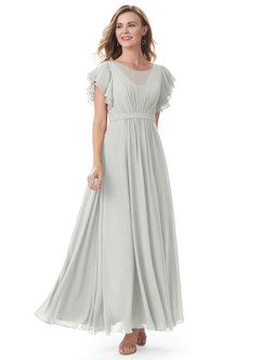 Azazie Daphne Modest Bridesmaid Dresses A-Line Ruffled Chiffon Floor-Length Dress image21