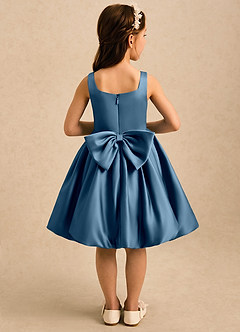 Azazie Lillian Flower Girl Dresses Bermuda Ball-Gown Pleated Matte Satin Dress image2