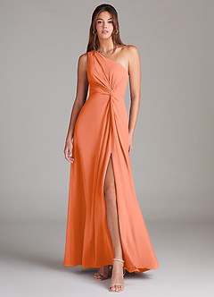 Azazie Brooke Bridesmaid Dresses Sunset A-Line One Shoulder Chiffon Dress image1