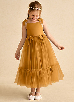 Azazie Jaci Sukienki dla dziewczynek sypiących kwiaty Linia A Pasek spaghetti Szyfon Długość kostki Sukienka image6