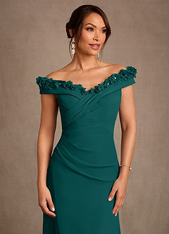 Azazie Jettie Mother of the Bride Dresses Peacock Sheath Pleated Chiffon Dress image5