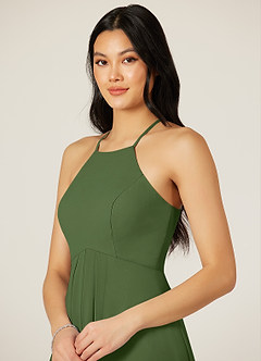 Azazie Sarah Bridesmaid Dresses Olive Empire Pleated Chiffon Dress image6