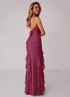 Barbie ♥ Azazie Bridesmaid Dresses Mulberry Sheath Bow Chiffon Dress image2