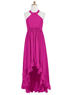 Azazie Hermione Junior Fuchsia A-Line Chiffon Dress image6