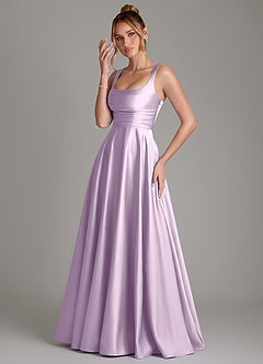 Azazie Azaria Vestidos de madrinha de casamento Vestido Lilás Fosco de Cetim elástico de Linha A com Corpete image3