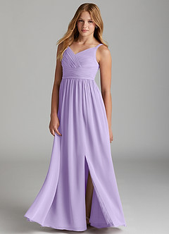 Azazie Chanel Junior Jurk van Chiffon met A-Lijn Sweetheart Halslijn Lila image3
