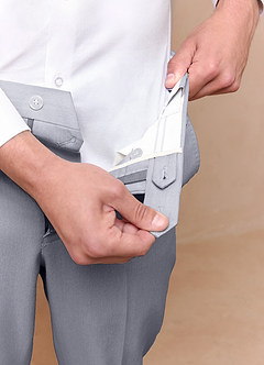 front Savile Grey Wool Blend Dress Pants