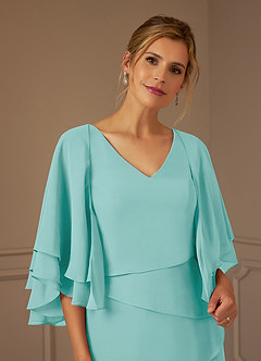 Azazie OHara Mère de la mariée Robes Robe Trapèze en Mousseline de soie Col V Aqua image6