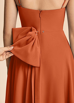 Azazie Bear Junior Burnt Orange A-Line Pleated Chiffon Dress image8