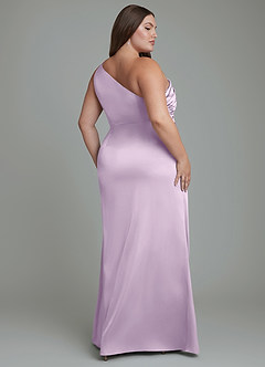Azazie Akilah Brudtärnklänningar Klänning av Sjöjungfru i Stretch Satin One-shoulder Frostad Lila image9