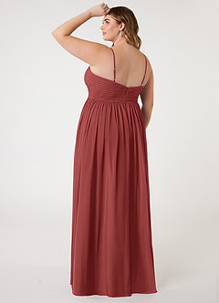 Azazie Alia Bridesmaid Dresses Terracotta A-Line Pleated Chiffon Dress image9