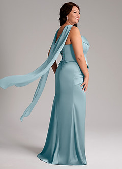 Azazie Sorrel Bridesmaid Dresses Moody Blue Mermaid Strapless Stretch Satin Convertible Dress image8