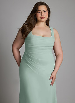 Azazie Agustina Bridesmaid Dresses Agave Mermaid Corset Chiffon Dress image11