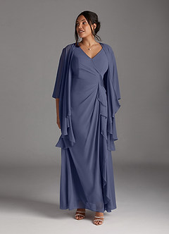 Azazie Manuella Vestidos para mãe da noiva Vestir Tormentoso de Chiffon de Linha A com Decote em V Plissado image12