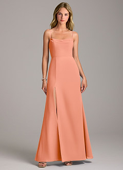 Azazie Tahlia Brautjungfernkleider A-Linie Gürtel/Schärpe Chiffon Kleid Sonnenuntergang image4