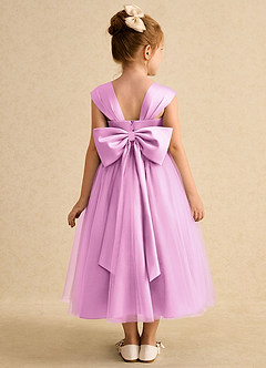 Azazie Chickadee Robe Demoiselle D'honneur Fillette Robe Princesse en Mat Satiné Encolure en Forme de Cœur Rose Bonbon image3