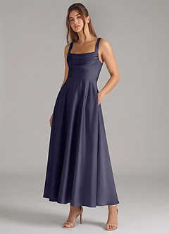 Azazie Shaude Bridesmaid Dresses Stormy A-Line Pleated Stretch Satin Dress image5