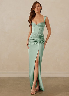 Christian Siriano Bridal for Azazie 1017 Brautjungfernkleider Etui Herzausschnitt Stretch-Satin Kleid Agave image1