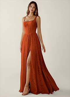 Megan Paprika Lace A-line Prom Dress image5