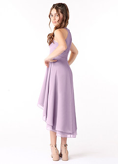 Azazie Linna Junior Frosted Lilac A-Line Pleated Chiffon Dress image2