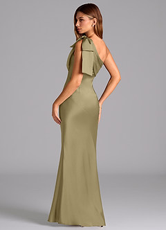 Azazie Yuanna Jurken voor bruidsmeisjes Jurk van Stretch Satijn met Zeemeermin One-Shoulder Mosgroen image6