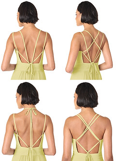 Azazie Farren Vestidos de damas de honor Vestido de Sorbete De Limón de Gasa de Corte en A Convertible con Plisado image9