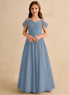 Azazie Chelo Junior Formal Flower Girl Klänningar Klä A-Linje i Chiffong Plisserad image4